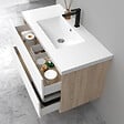 AICA SANITAIRE - AICA Ensemble Meuble Salle de Bain Suspendu 100cm, Blanc + Chêne, Meuble 2 tiroirs + Lavabo + Miroir LED + 2 Colonne haute - vignette