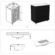 AICA SANITAIRE - Meuble de salle de bain suspendu Strié 80cm avec poignées + simple vasque + 3 tiroirs, Noir - vignette