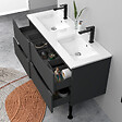 AICA SANITAIRE - Meuble de salle de bain suspendu 120cm avec pieds + double vasque + 4 tiroirs, Anthracite - vignette
