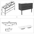 AICA SANITAIRE - Meuble de salle de bain suspendu 120cm avec pieds + double vasque + 4 tiroirs, Anthracite - vignette