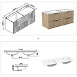 AICA SANITAIRE - Meuble de salle de bain suspendu Strié 120cm avec poignées + double vasque + 4 tiroirs, Chêne - vignette