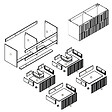 AICA SANITAIRE - Meuble de salle de bain suspendu Strié 120cm avec poignées + double vasque + 4 tiroirs, Chêne - vignette