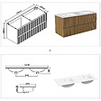 AICA SANITAIRE - Meuble de salle de bain suspendu Strié 120cm avec double vasque + 4 tiroirs, Noyer - vignette