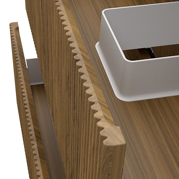 AICA SANITAIRE - Meuble de salle de bain suspendu Strié 120cm avec double vasque + 4 tiroirs, Noyer - large