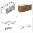 AICA SANITAIRE - Meuble de salle de bain suspendu Strié 120cm avec poignées + double vasque + 4 tiroirs, Noyer - vignette