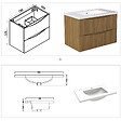 AICA SANITAIRE - Meuble de salle de bain suspendu 80cm avec simple vasque + 2 tiroirs, Noyer - vignette