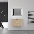 AICA SANITAIRE - Aica Meuble de salle de bain suspendu 80 cm Chêne + 2 tiroirs, avec Vasque + Miroir LED - vignette