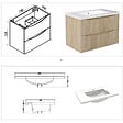 AICA SANITAIRE - Meuble de salle de bain suspendu 80cm avec simple vasque + 2 tiroirs, Chêne - vignette