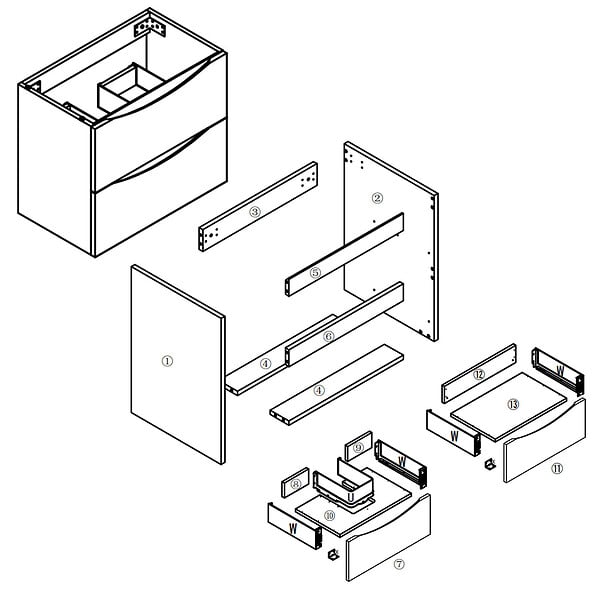 AICA SANITAIRE - Meuble de salle de bain suspendu 80cm avec simple vasque + 2 tiroirs, Chêne - large