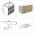 AICA SANITAIRE - Meuble de salle de bain suspendu Strié 100cm avec simple vasque + 2 tiroirs, Chêne - vignette