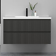 AICA SANITAIRE - Meuble de salle de bain suspendu Strié 100cm avec simple vasque + 2 tiroirs, Anthracite - vignette