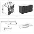 AICA SANITAIRE - Meuble de salle de bain suspendu Strié 100cm avec simple vasque + 2 tiroirs, Anthracite - vignette