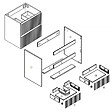 AICA SANITAIRE - Meuble de salle de bain suspendu Strié 100cm avec simple vasque + 2 tiroirs, Anthracite - vignette