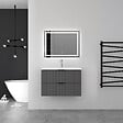 AICA SANITAIRE - Aica Meuble de salle de bain suspendu 100 cm Anthracite + 2 tiroirs, avec Vasque + Miroir LED - vignette