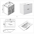 AICA SANITAIRE - Aica Meuble de salle de bain suspendu 60 cm Blanc + 2 tiroirs, avec Vasque + Miroir LED - vignette