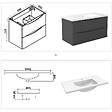 AICA SANITAIRE - Meuble de salle de bain suspendu 100cm avec simple vasque + 2 tiroirs, Anthracite - vignette