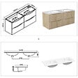 AICA SANITAIRE - Meuble de salle de bain suspendu 120cm avec double vasque + 4 tiroirs, Chêne - vignette