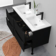 AICA SANITAIRE - Meuble de salle de bain suspendu 120cm avec pieds + double vasque + 4 tiroirs, Noir - vignette