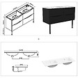 AICA SANITAIRE - Meuble de salle de bain suspendu 120cm avec pieds + double vasque + 4 tiroirs, Noir - vignette