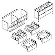 AICA SANITAIRE - Meuble de salle de bain suspendu 120cm avec pieds + double vasque + 4 tiroirs, Noir - vignette