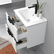 AICA SANITAIRE - Meuble de salle de bain suspendu Strié 60cm avec poignées + simple vasque + 2 tiroirs, Blanc - vignette