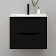 AICA SANITAIRE - Meuble de salle de bain suspendu 60cm avec simple vasque + 2 tiroirs, Noir - vignette