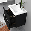 AICA SANITAIRE - Meuble de salle de bain suspendu 60cm avec simple vasque + 2 tiroirs, Noir - vignette