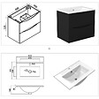 AICA SANITAIRE - Meuble de salle de bain suspendu 60cm avec simple vasque + 2 tiroirs, Noir - vignette