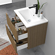 AICA SANITAIRE - Meuble de salle de bain suspendu 60cm avec simple vasque + 2 tiroirs, Noyer - vignette