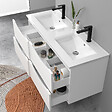 AICA SANITAIRE - Meuble de salle de bain suspendu 120cm avec double vasque + 4 tiroirs, Blanc - vignette