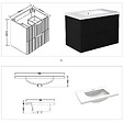 AICA SANITAIRE - Meuble de salle de bain suspendu Strié 80cm avec poignées + simple vasque + 2 tiroirs, Noir - vignette