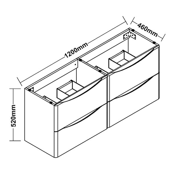 AICA SANITAIRE - AICA Ensemble Meuble Salle de Bain Brillant Suspendu 120cm, Blanc + Chêne, Meuble 4 tiroirs + Lavabo + Miroir LED + 2Colonne - large