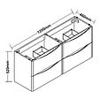 AICA SANITAIRE - AICA Ensemble Meuble Salle de Bain Brillant Suspendu 120cm, Blanc + Chêne, Meuble 4 tiroirs + Lavabo + Miroir LED + 2Colonne - vignette