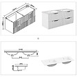 AICA SANITAIRE - Meuble de salle de bain suspendu Strié 120cm avec poignées + double vasque + 4 tiroirs, Blanc - vignette