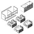 AICA SANITAIRE - Meuble de salle de bain suspendu Strié 120cm avec poignées + double vasque + 4 tiroirs, Blanc - vignette