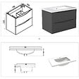 AICA SANITAIRE - Meuble de salle de bain suspendu 80cm avec simple vasque + 2 tiroirs, Anthracite - vignette