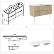 AICA SANITAIRE - Meuble de salle de bain suspendu 120cm avec pieds + double vasque + 4 tiroirs, Chêne - vignette