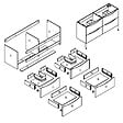 AICA SANITAIRE - Meuble de salle de bain suspendu 120cm avec pieds + double vasque + 4 tiroirs, Chêne - vignette