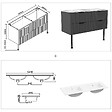 AICA SANITAIRE - Meuble de salle de bain suspendu Strié 120cm avec pieds +  poignées + double vasque + 4 tiroirs, Anthracite - vignette