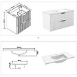 AICA SANITAIRE - Meuble de salle de bain suspendu Strié 100cm avec poignées + simple vasque + 2 tiroirs, Blanc - vignette