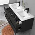 AICA SANITAIRE - Meuble de salle de bain suspendu Strié 120cm avec double vasque + 4 tiroirs, Anthracite - vignette
