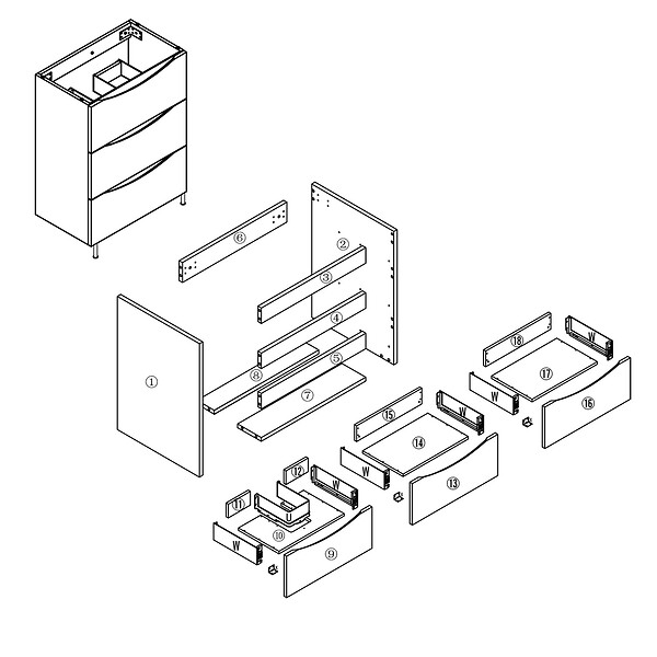 AICA SANITAIRE - Meuble de salle de bain suspendu 80cm avec simple vasque + 3 tiroirs, Chêne - large