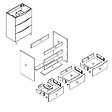 AICA SANITAIRE - Meuble de salle de bain suspendu 80cm avec simple vasque + 3 tiroirs, Chêne - vignette