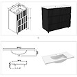 AICA SANITAIRE - Meuble de salle de bain suspendu Strié 100cm avec simple vasque + 3 tiroirs, Noir - vignette
