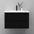 AICA SANITAIRE - Meuble de salle de bain suspendu Strié 80cm avec simple vasque + 2 tiroirs, Noir - vignette