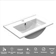 AICA SANITAIRE - Meuble de salle de bain suspendu Strié 60cm avec simple vasque + 2 tiroirs, Noyer - vignette
