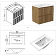 AICA SANITAIRE - Meuble de salle de bain suspendu Strié 60cm avec simple vasque + 2 tiroirs, Noyer - vignette