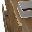 AICA SANITAIRE - Meuble de salle de bain suspendu Strié 60cm avec simple vasque + 2 tiroirs, Noyer - vignette