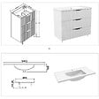 AICA SANITAIRE - Meuble de salle de bain suspendu Strié 100cm avec poignées + simple vasque + 3 tiroirs, Blanc - vignette