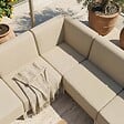 OVIALA - Salon de jardin bas modulable uni 6 places beige - Patio - vignette